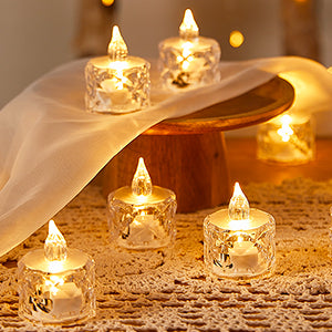 Flameless LED Light Candle LED Crystal Candle Light Transparent Shell Electronic Night Lamp Dating Party Holiday Home Decoration