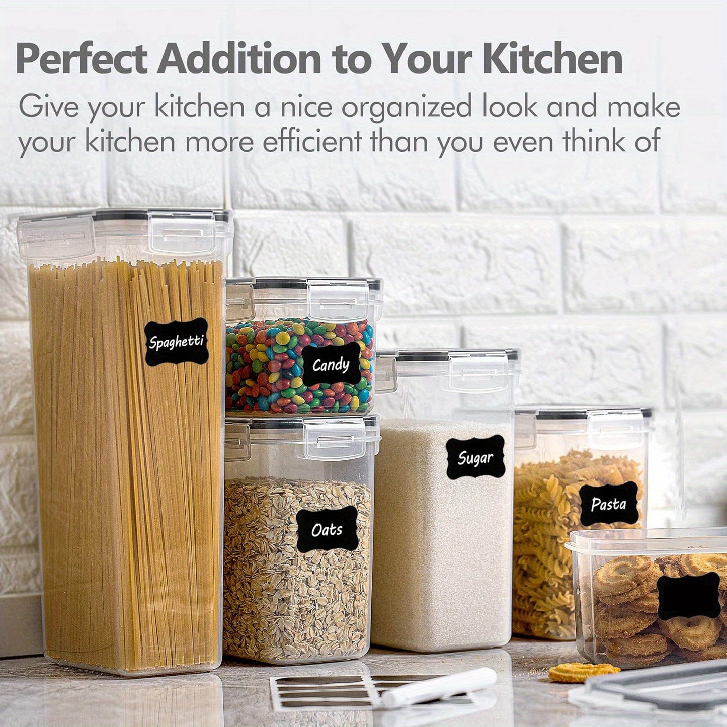 14-Piece Airtight Kitchen Storage Containers Set with Lids & Labels