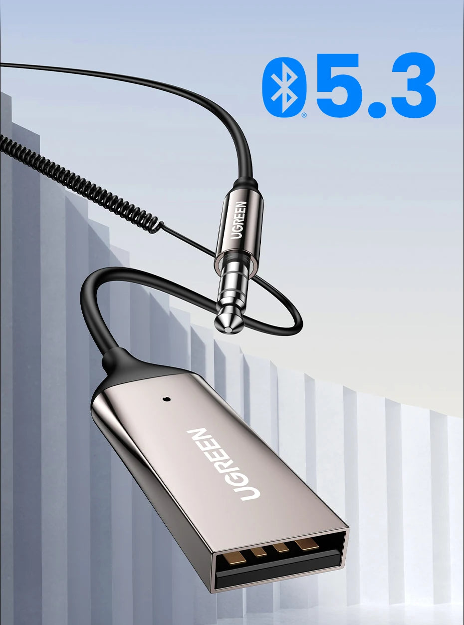 Bluetooth 5.3 Car Audio Receiver Wireless Hands-Free Adapter AUX 3.5mm