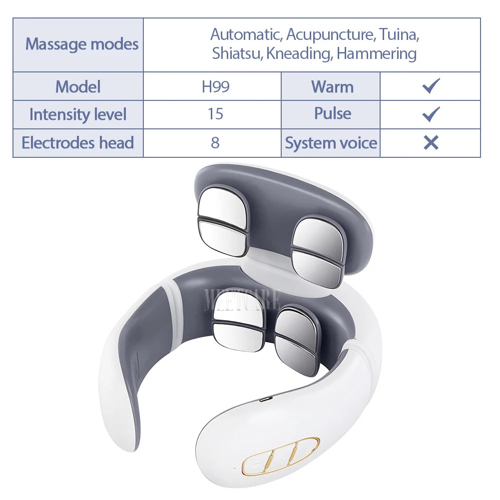 Smart Heated Neck & Back Massager – Wireless TENS Pulse Muscle Relaxer for Shoulder & Pain Relief