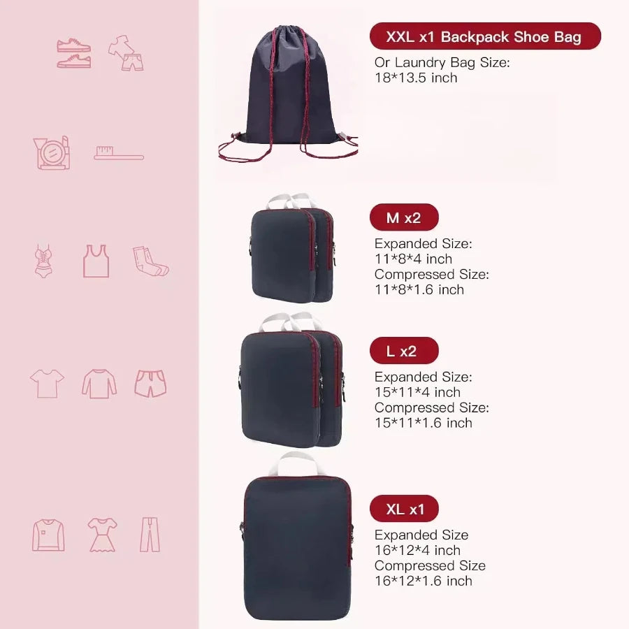 2/6/9-Piece Waterproof Travel Packing Cubes Set – Space-Saving Luggage Organizer Bags