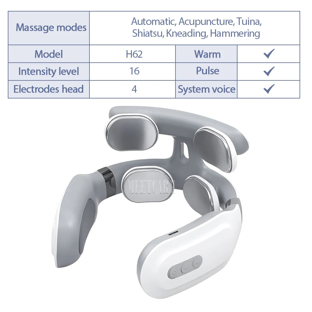 Smart Heated Neck & Back Massager – Wireless TENS Pulse Muscle Relaxer for Shoulder & Pain Relief