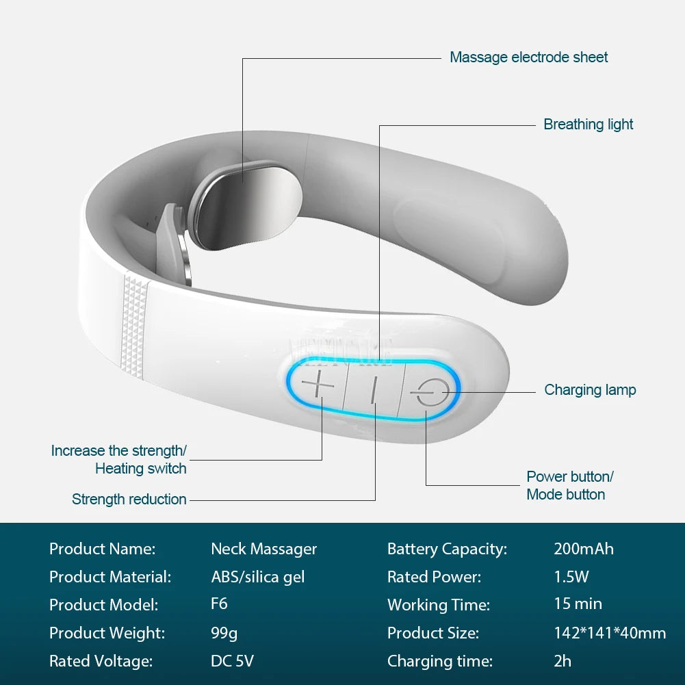 Smart Heated Neck & Back Massager – Wireless TENS Pulse Muscle Relaxer for Shoulder & Pain Relief