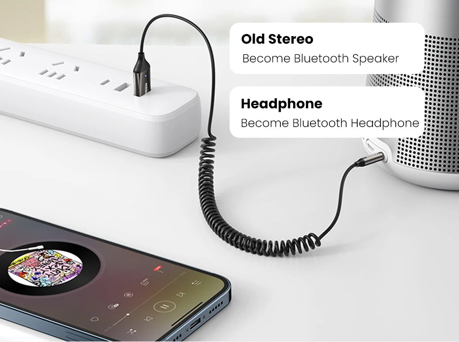 Bluetooth 5.3 Car Audio Receiver Wireless Hands-Free Adapter AUX 3.5mm