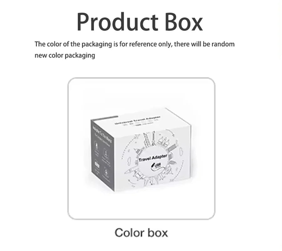 Universal 2500W Travel Adapter – 4 AC Outlets, 1 USB & 2 Type-C PD 25W Fast Charging EU/UK/US/AUS Plug