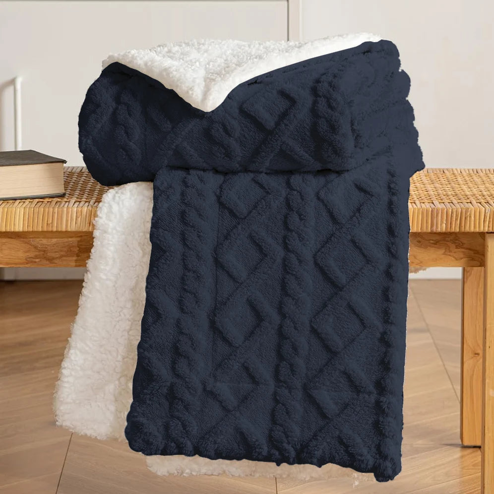 Homesol® Shearling Sofa Blanket – Double-Sided Flannel & Sherpa Winter Throw