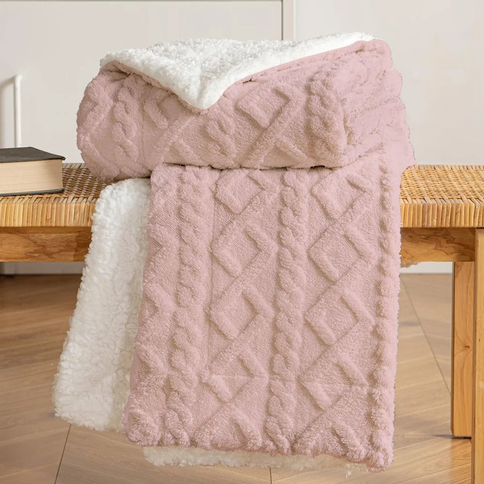 Homesol® Shearling Sofa Blanket – Double-Sided Flannel & Sherpa Winter Throw