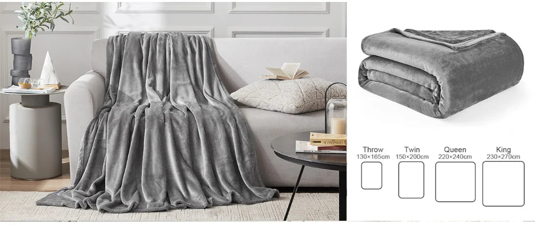 Homesol® Silky Fleece Blanket – Super Soft & Warm for Bed, Sofa, and Armchair