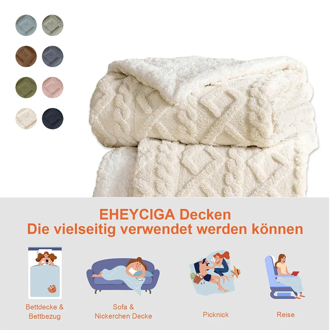 Homesol® Shearling Sofa Blanket – Double-Sided Flannel & Sherpa Winter Throw