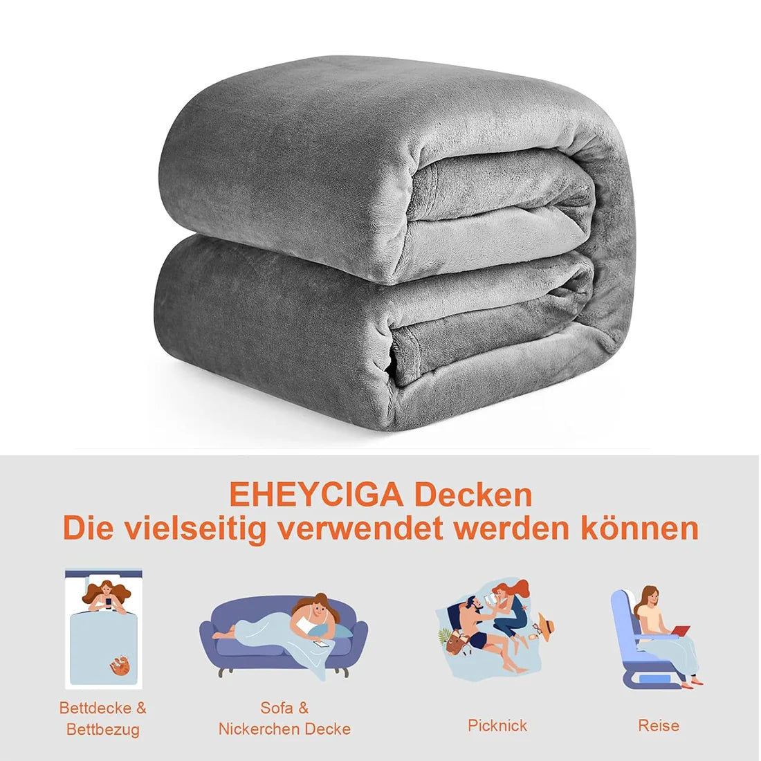 Homesol® Silky Fleece Blanket – Super Soft & Warm for Bed, Sofa, and Armchair