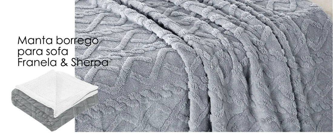 Homesol® Shearling Sofa Blanket – Double-Sided Flannel & Sherpa Winter Throw