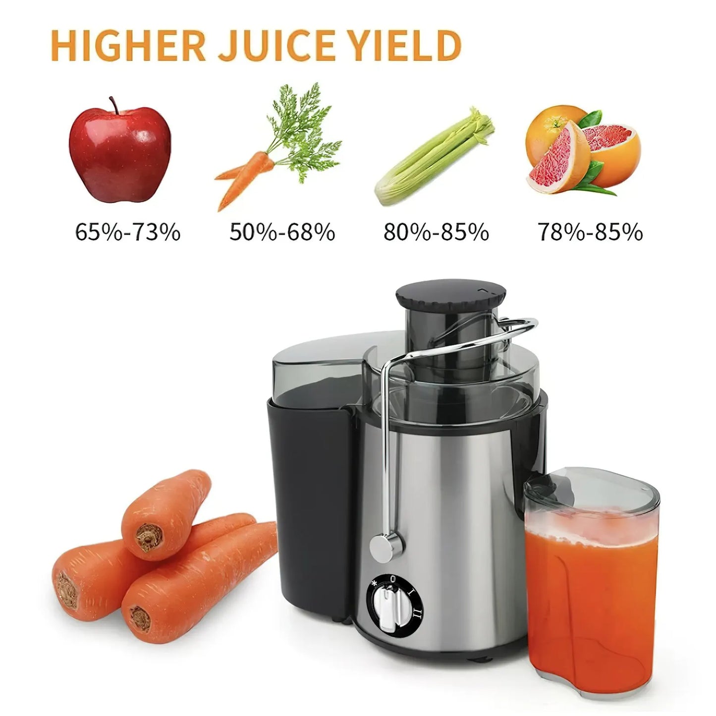 400W Centrifugal Electric Juicer Wide Chute Whole Fruit Vegetable Blender