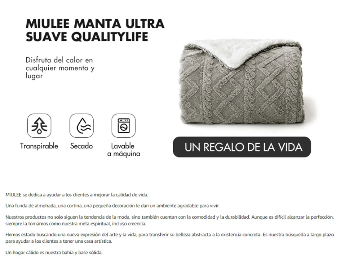 Homesol® Shearling Sofa Blanket – Double-Sided Flannel & Sherpa Winter Throw