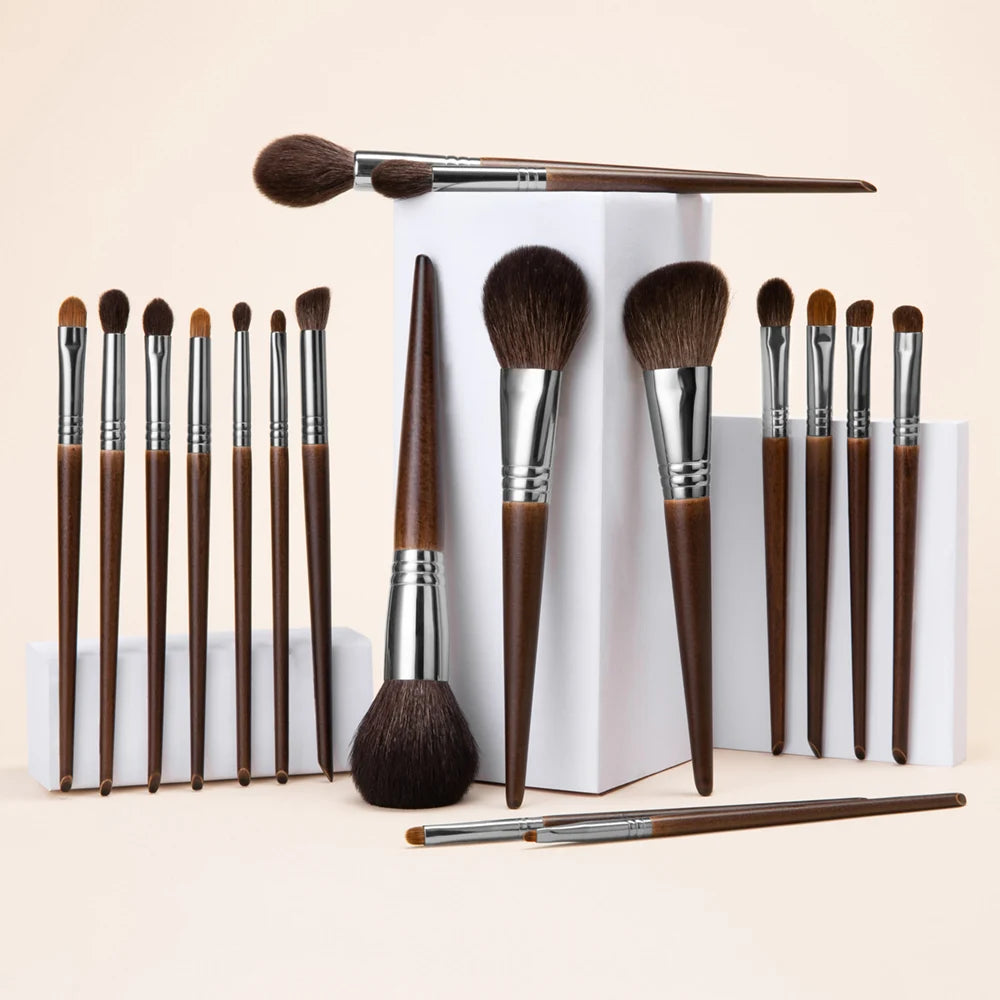 "OVW Professional Makeup Brush Set – Goat Hair Powder, Blush, Eyeshadow & Foundation Brushes
