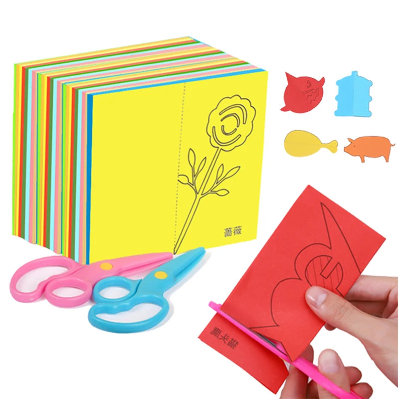Kids Paper-Cut Craft Set – Safe Scissor Skills Activity Book & Preschool Art Kit