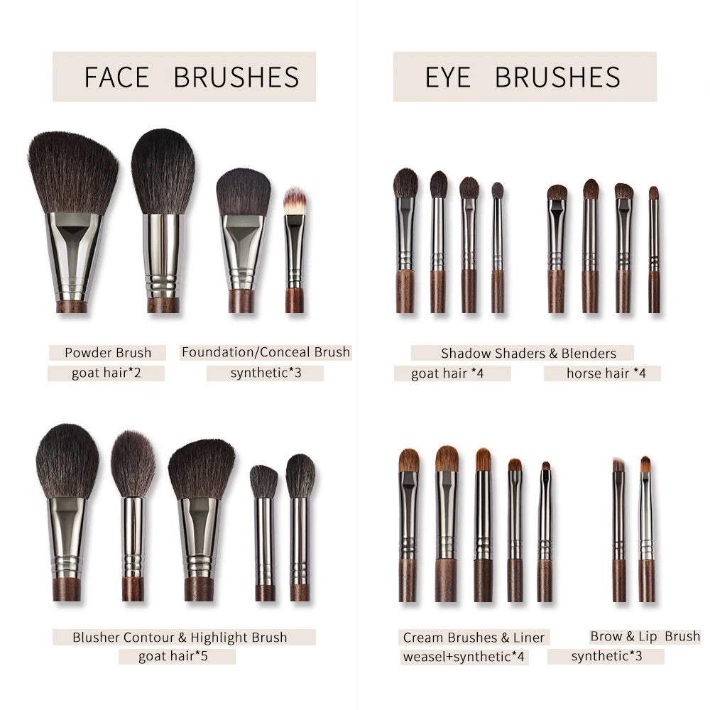 "OVW Professional Makeup Brush Set – Goat Hair Powder, Blush, Eyeshadow & Foundation Brushes