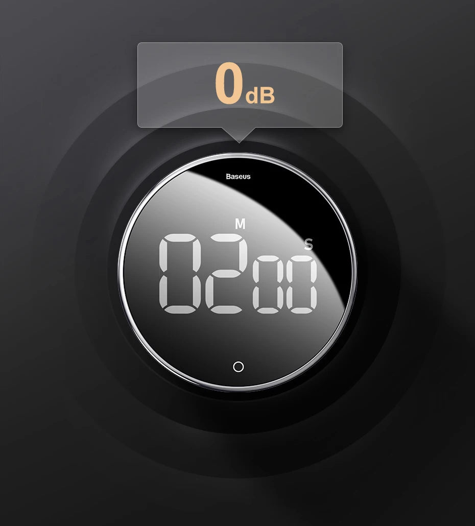 Baseus Magnetic Kitchen Timer – Digital & Mechanical Countdown Alarm
