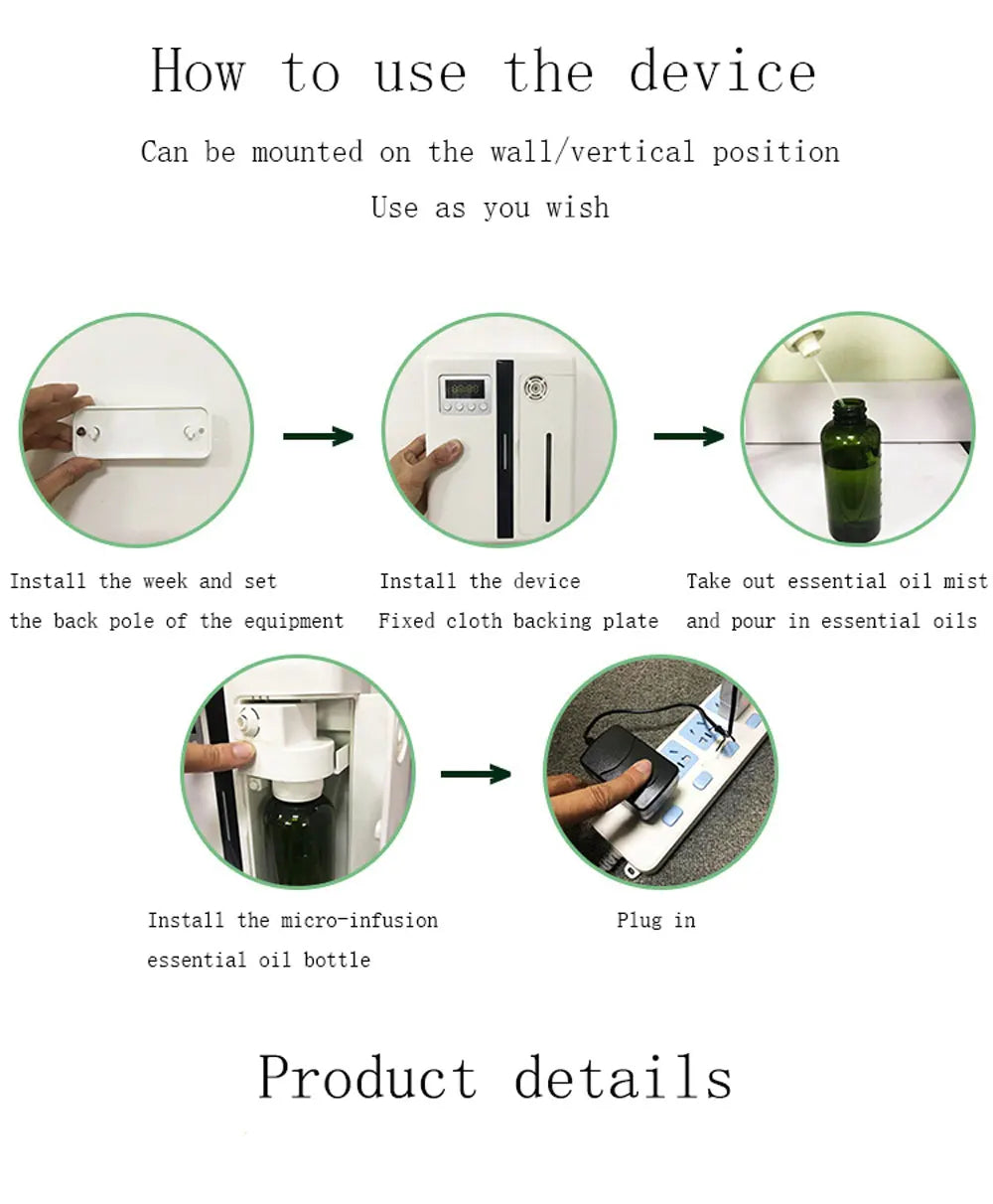 Scent Machine Aroma Diffuser – 160ML Wall Mounted Hotel-Grade Fragrance Diffuser with Built-in Fan for Large Spaces