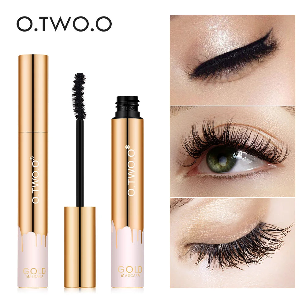 O.TWO.O 3D Mascara – Lengthening Black Lash Eyelash Extension, Long-Wearing Gold Color Brush