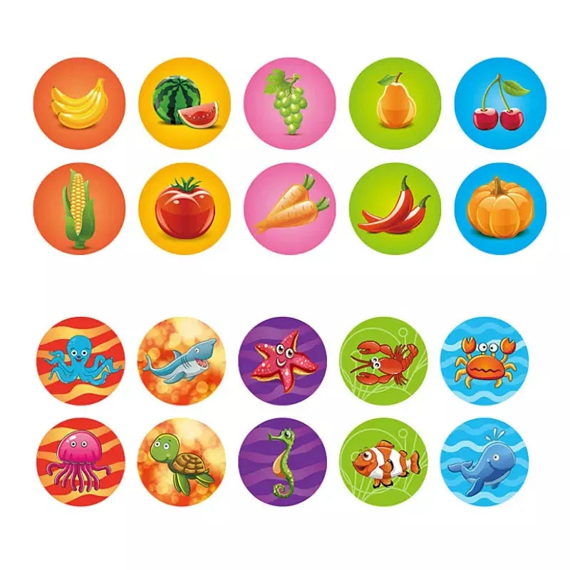 10pcs Kids Cartoon Stamp Set – Animal & Fruit DIY Stamper Toys for Scrapbooking & Crafts