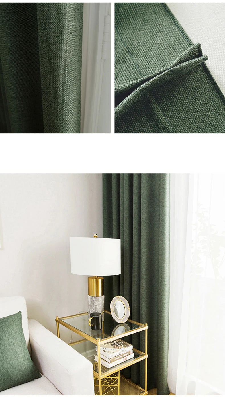 310cm Custom Blackout Cotton Linen Curtains – 80% Thickened Luxury Window Drapes