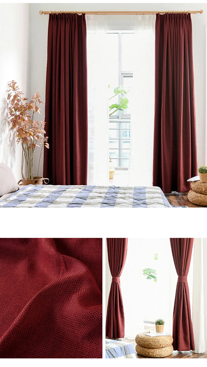 310cm Custom Blackout Cotton Linen Curtains – 80% Thickened Luxury Window Drapes