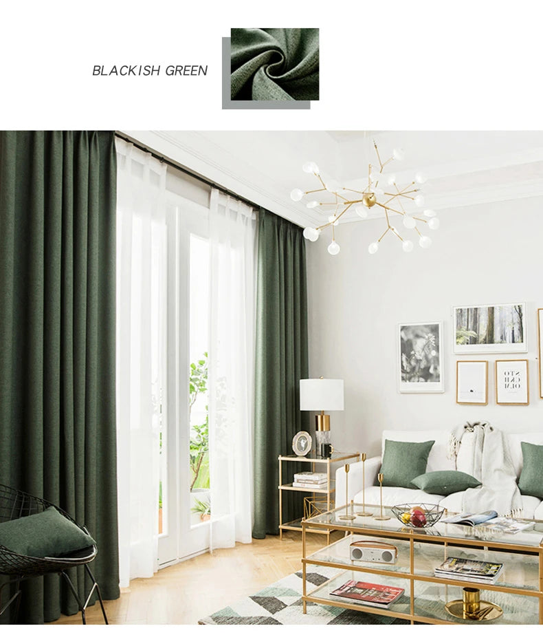 310cm Custom Blackout Cotton Linen Curtains – 80% Thickened Luxury Window Drapes