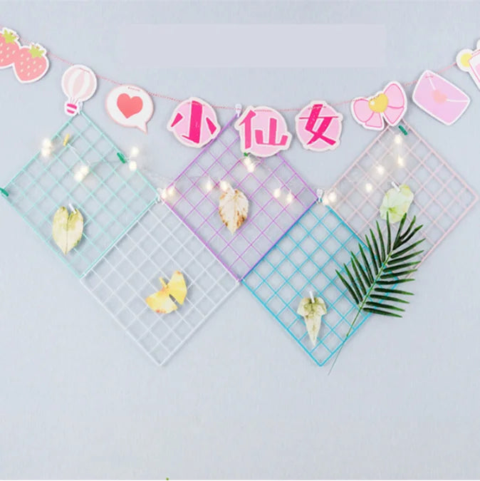 2/1pcs Iron Grid Wall Rack – INS Style Wall Decoration & Mesh Organizer Shelf for Home Display