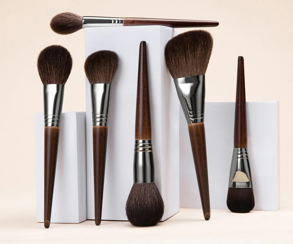 "OVW Professional Makeup Brush Set – Goat Hair Powder, Blush, Eyeshadow & Foundation Brushes