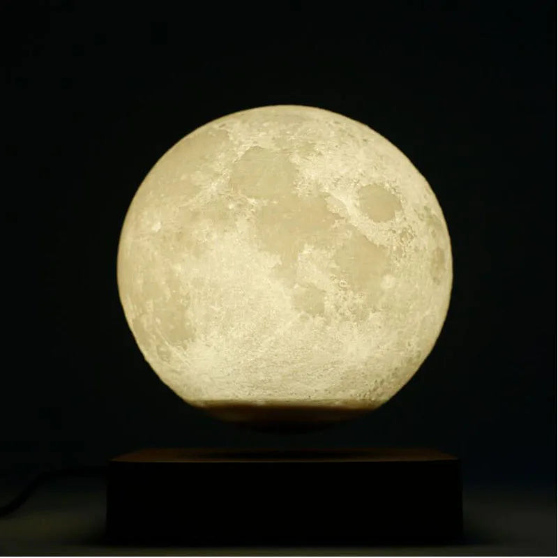 New 3D Printing LED Night Light Creative Touch Magnetic Levitation Moon Lamps 3 Colors Rotating Floating Atmosphereesk Lamp Gift
