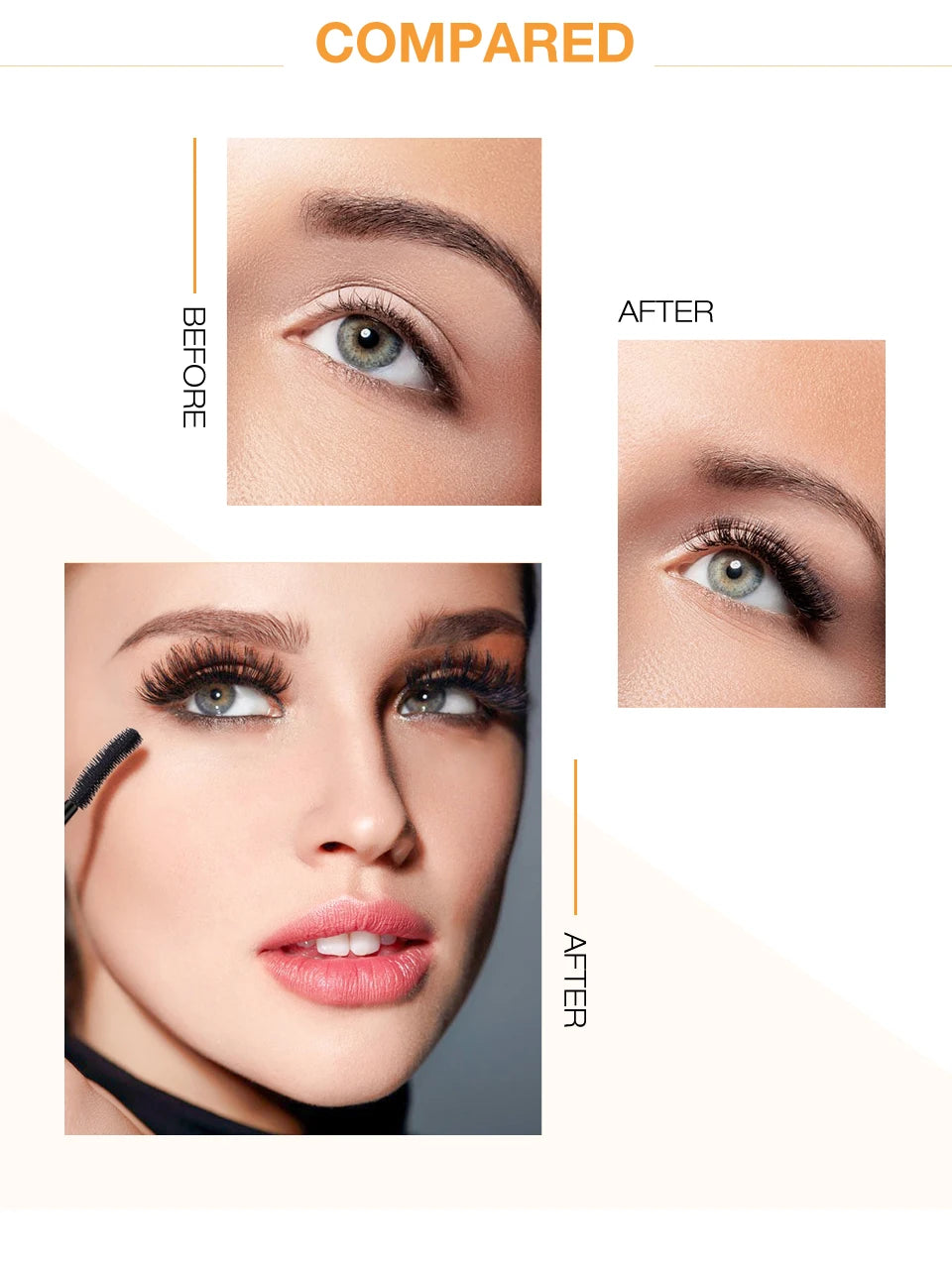 O.TWO.O 3D Mascara – Lengthening Black Lash Eyelash Extension, Long-Wearing Gold Color Brush