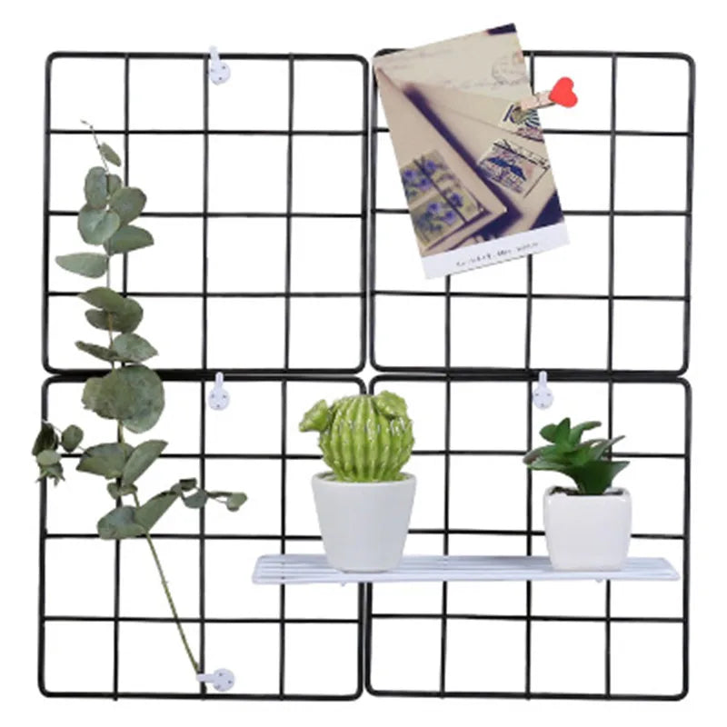 2/1pcs Iron Grid Wall Rack – INS Style Wall Decoration & Mesh Organizer Shelf for Home Display