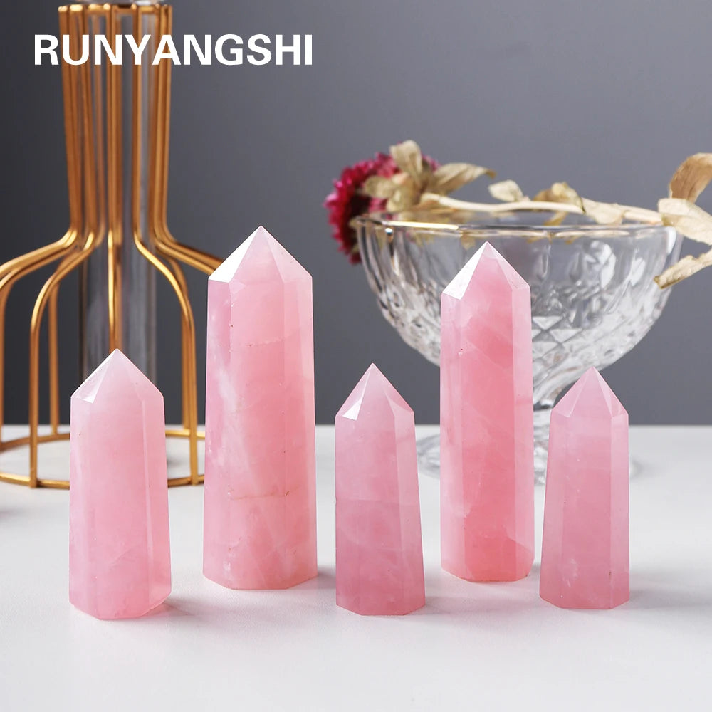Natural Rose Quartz Crystal Point – Pink Healing Gemstone Hexagonal Tower