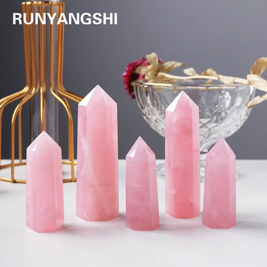 Natural Rose Quartz Crystal Point – Pink Healing Gemstone Hexagonal Tower