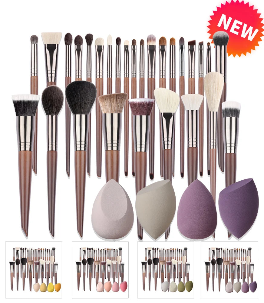 "OVW Professional Makeup Brush Set – Goat Hair Powder, Blush, Eyeshadow & Foundation Brushes
