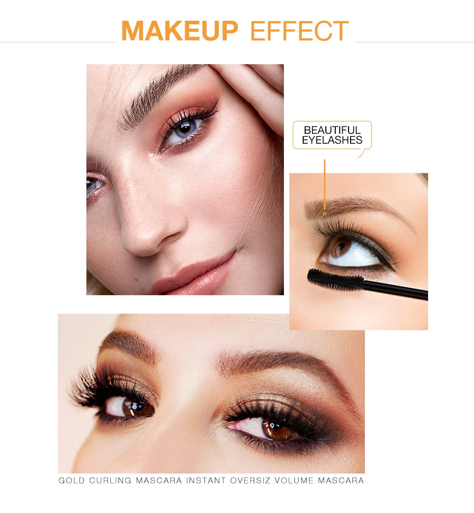 O.TWO.O 3D Mascara – Lengthening Black Lash Eyelash Extension, Long-Wearing Gold Color Brush