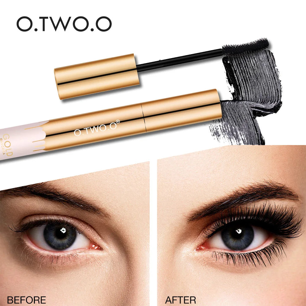 O.TWO.O 3D Mascara – Lengthening Black Lash Eyelash Extension, Long-Wearing Gold Color Brush