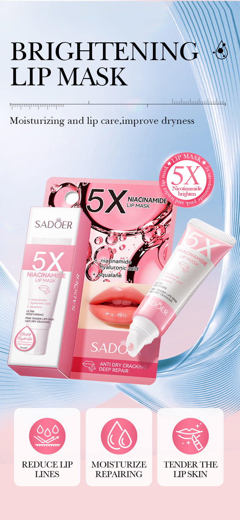 Remove Dark Lip Balm Lightening Melanin Mask Gloss Exfoliating Lip Pink Treatment Reduce Lip Lines Improve Dryness Moisturizing