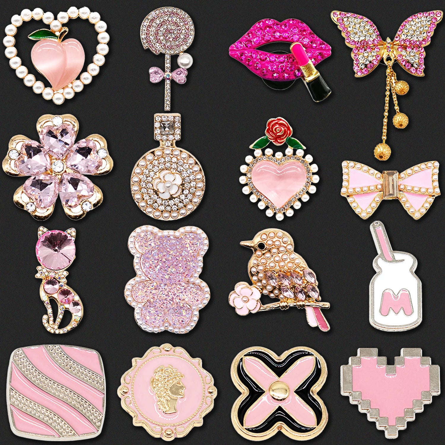 1pcs Pink Bird Bear Fox Designer Metal Shoe Charms Luxury Decorations Pins for Women Girls Gifts bow Shoe Accessories