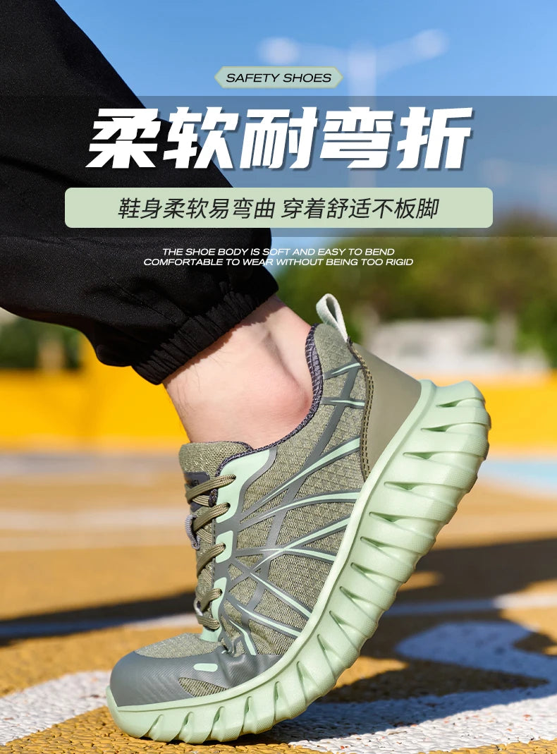 Pink Women’s Steel Toe Work Sneakers – Lightweight Safety Shoes Anti-Smash & Anti-Puncture