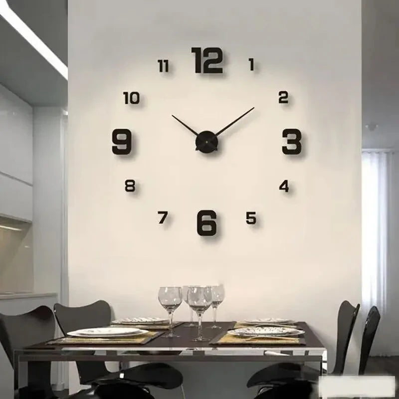 Creative Frameless DIY Wall Clock – Silent Home & Office Wall Decoration