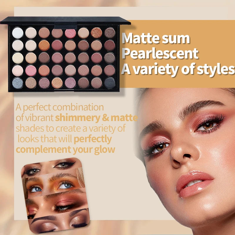 40/74/78 Color Eyeshadow Palette – Matte & Pearlescent Glitter Waterproof Makeup