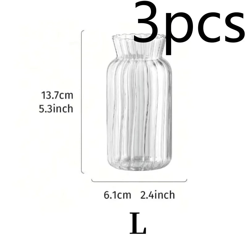 1/2/3pcs Nordic Transparent Glass Vase – Creative Hydroponic Flower Pot for Table & Home Décor