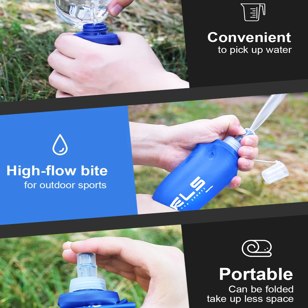 1pc 150ml/250ml/500ml Outdoor Collapsible Silicone Bite Size Water Bottle Running Camping Hiking Travel Convenient Water Bottle