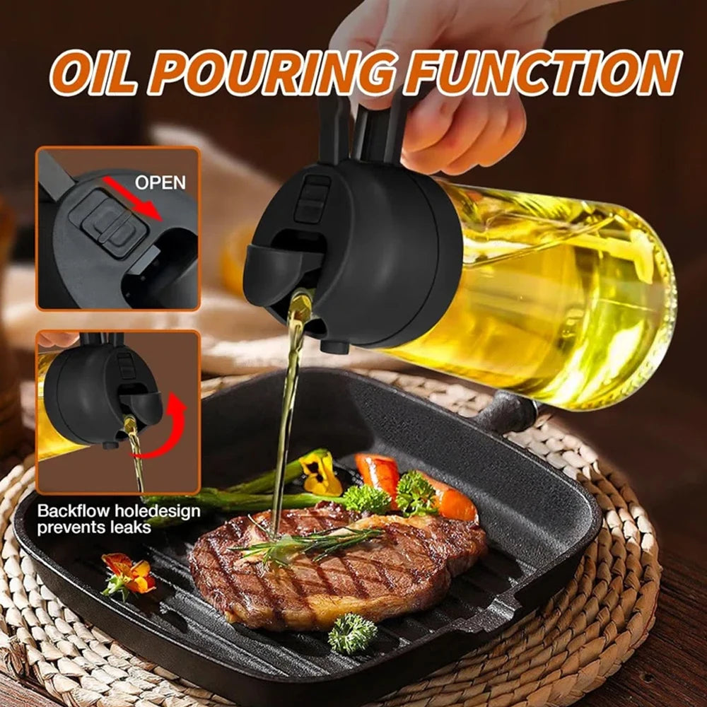2-in-1 Oil Sprayer & Pourer Bottle for Cooking and BBQ