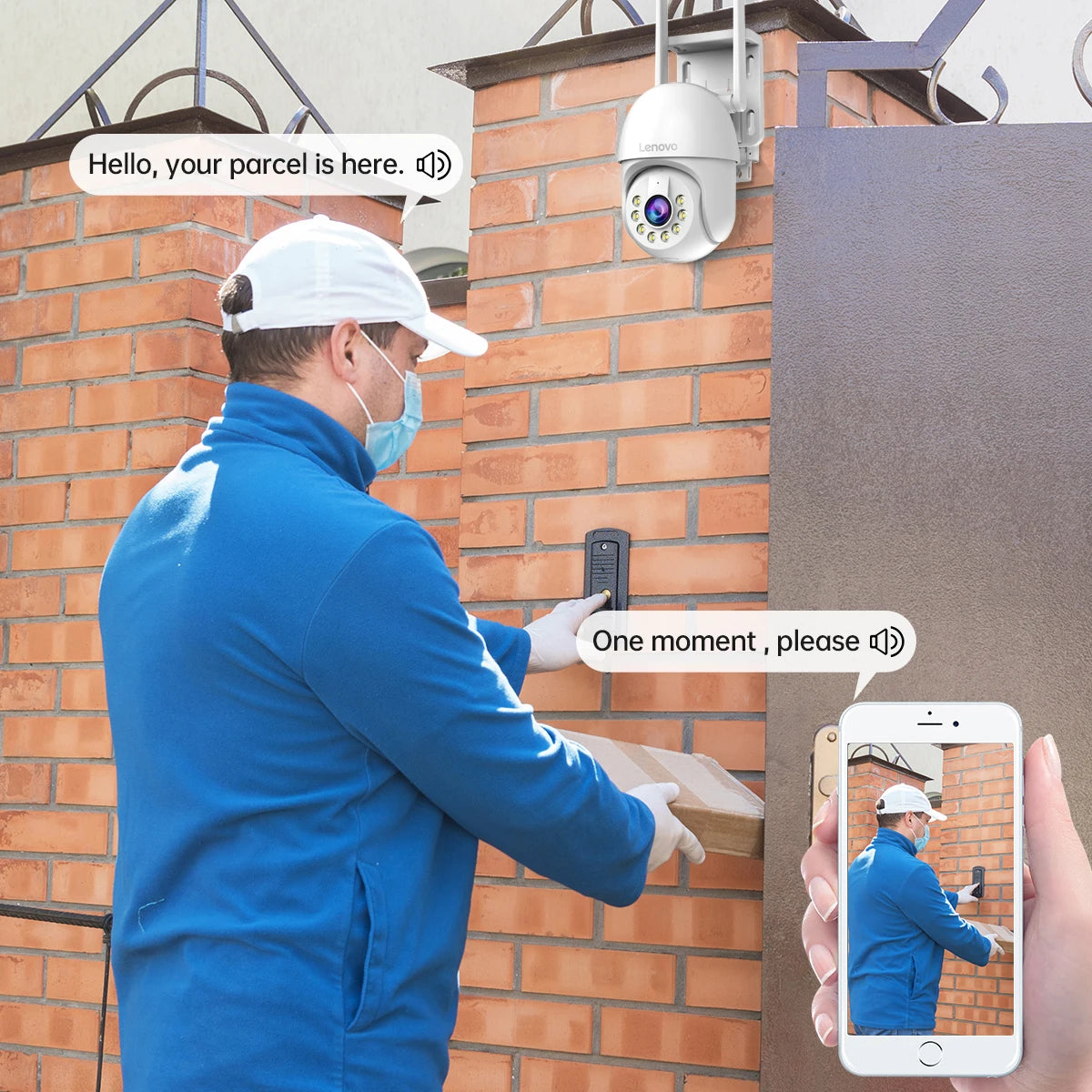Lenovo 5MP Smart WiFi Outdoor PTZ Camera – 5x Zoom, Auto Tracking, ONVIF, Night Vision Security IP CCTV Camera