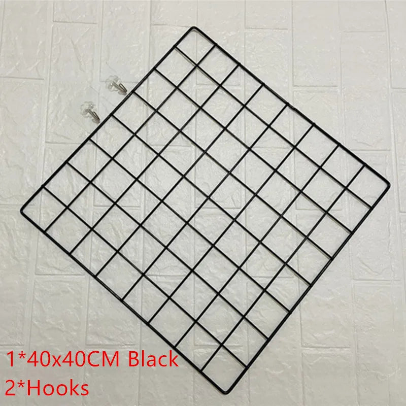 2/1pcs Iron Grid Wall Rack – INS Style Wall Decoration & Mesh Organizer Shelf for Home Display