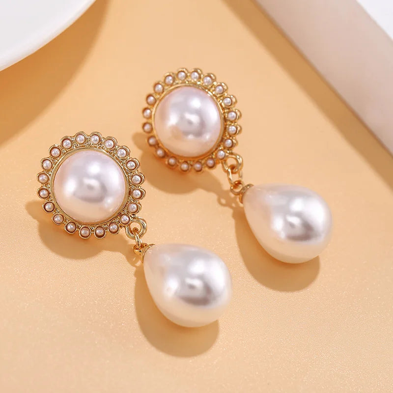 Fashion Waterdrop Baroque Pearl Clip On Earrings Charm Pendant Geometric No Pierced Ear Clips For Women Wedding Jewelry Gifts
