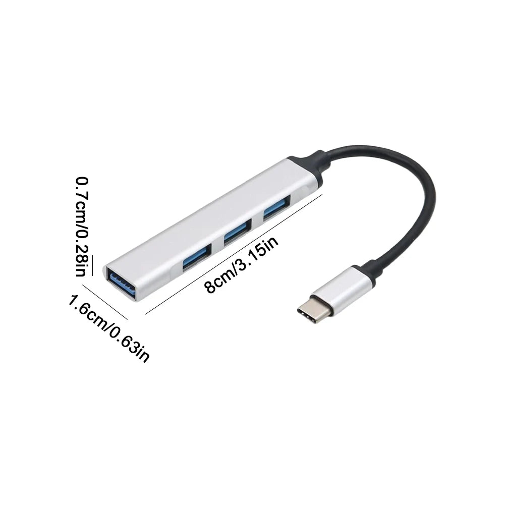 4-in-1 USB 3.0 Hub Adapter USB-C to Multiple USB Port Expander