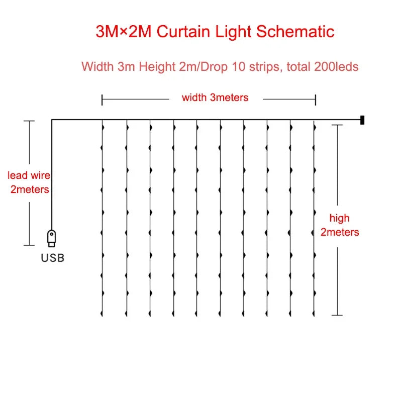 300LED Curtain Fairy Lights – 8 Modes Twinkle String Lights with Remote for Bedroom & Wedding Decor